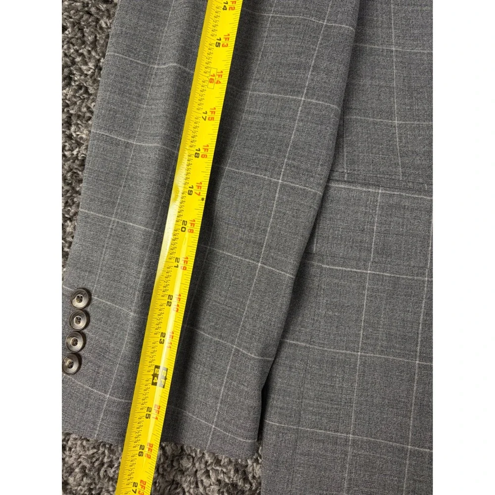 Jos. A. Bank 1905 Slim Fit Gray Windowpane Wool Blend Blazer Sport Coat 46R